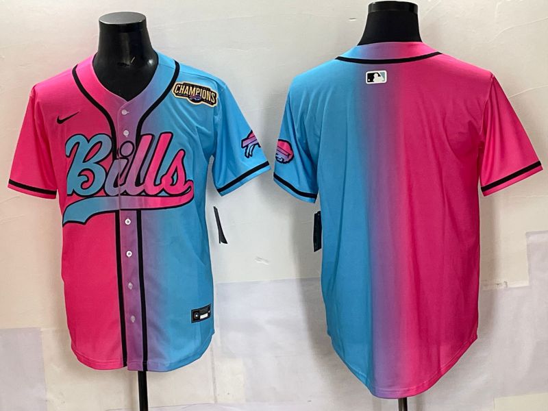 Men 2025 Buffalo Bills Blank Blue pink Nike Limited NFL Jersey 002